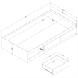South Shore Arlen Mates Bed with 3 Drawers Twin White Pine
