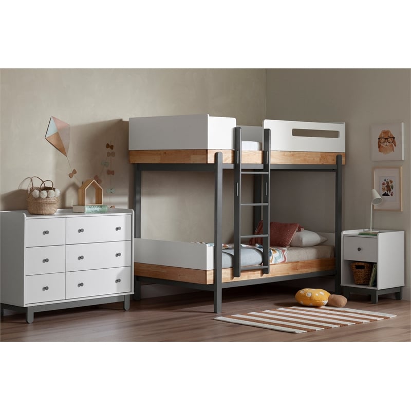 South Shore Bebble Bunk Bed Twin Natural and Gray