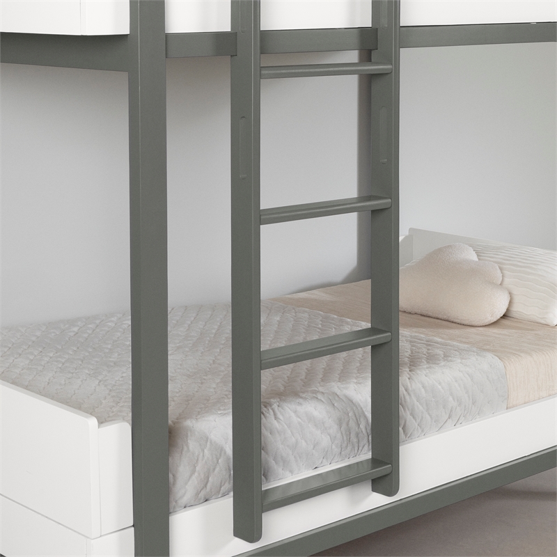 South Shore Bebble Bunk Bed Twin Soft Gray and White