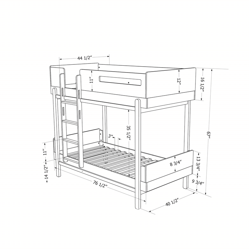 South Shore Bebble Bunk Bed Twin Soft Gray and White