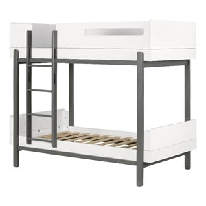 south shore bebble bunk bed twin soft gray and white