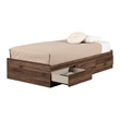 South Shore Yodi Mates Bed with 3 Drawers Twin Natural Walnut