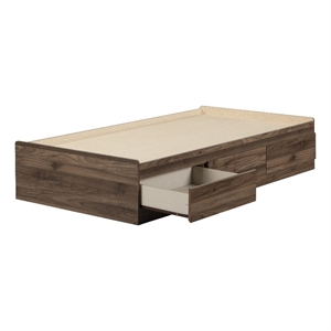 south shore yodi mates bed with 3 drawers twin natural walnut