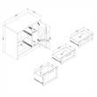 South Shore Toscano 3-Drawer Kitchen Island with Door White and Maple Nutmeg