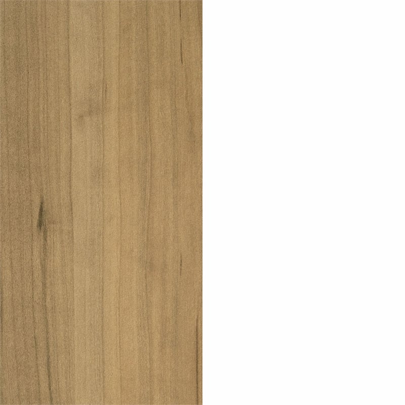 South Shore Toscano 3-Drawer Kitchen Island with Door White and Maple Nutmeg