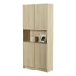South Shore Liora 4-Door Bookcase with Open Storage Wide Bleached Oak