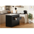 South Shore Olio Kitchen Island with Door Black and Faux White Marble