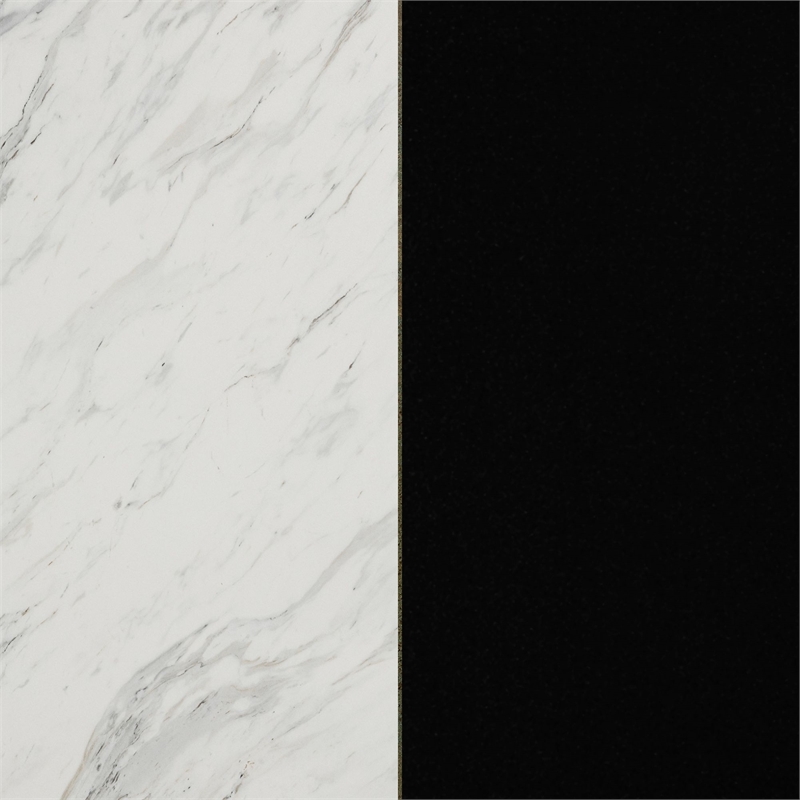 South Shore Olio Kitchen Island with Door Black and Faux White Marble
