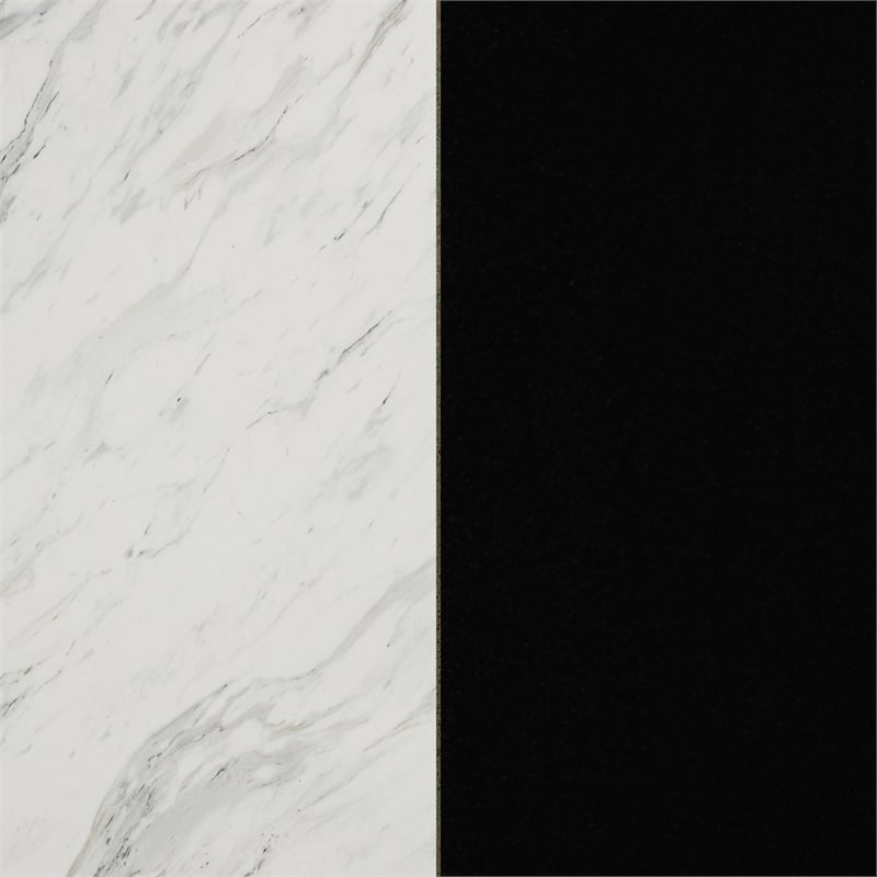 South Shore Olio Compac Kitchen Island with Storage Black and Faux White Marble