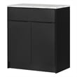 South Shore Olio Compac Kitchen Island with Storage Black and Faux White Marble