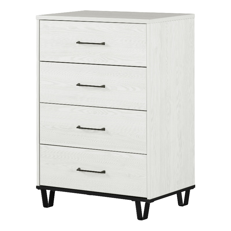 South Shore Arlen 4-Drawer Chest  White Pine and Black Matte