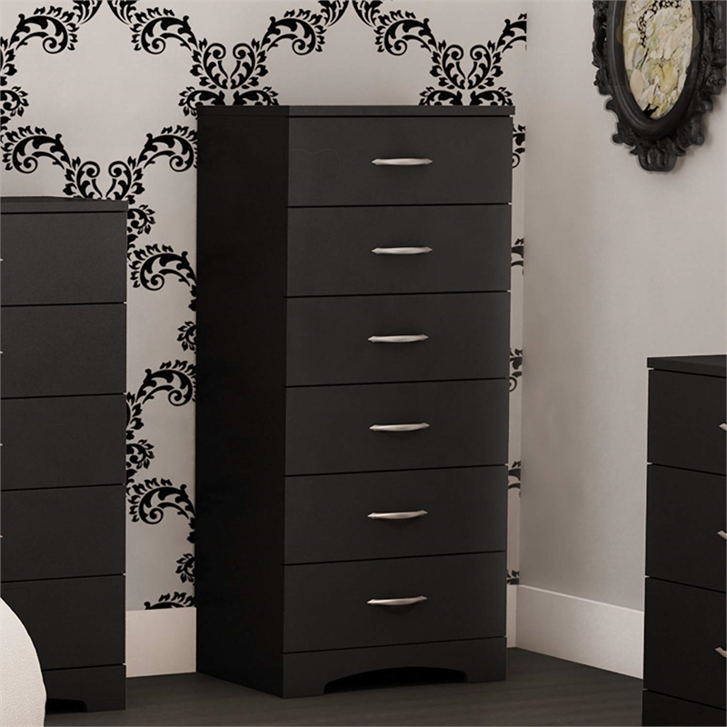 South Shore Maddox Single 6 Drawer Lingerie Chest in Black Finish