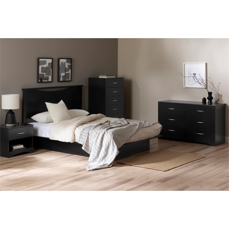 South Shore Maddox Single 6 Drawer Lingerie Chest in Black Finish