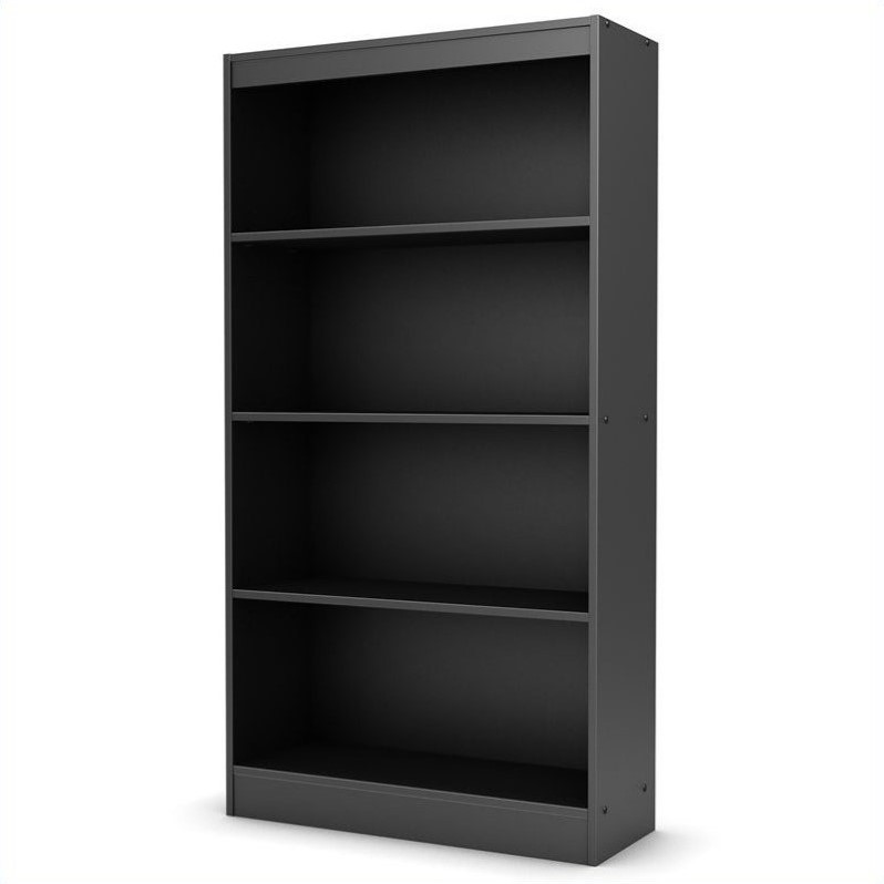 South Shore Axess Small Desk and 4-Shelf Bookcase Set in Pure Black