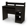 South Shore Axess Small Wood Computer Desk with Hutch in Pure Black
