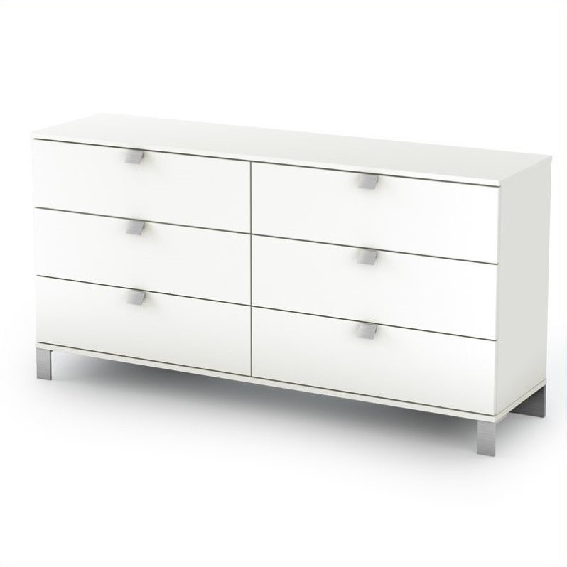 South Shore Affinato Kids 6 Drawer Double Dresser In Pure White