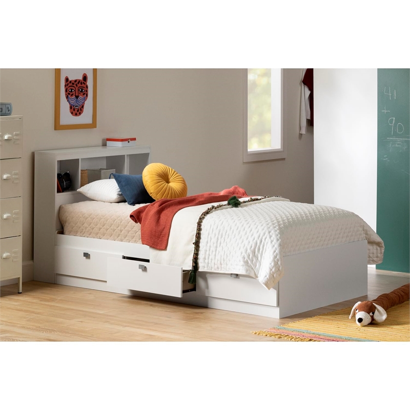 South Shore Affinato Twin Bookcase Headboard in White