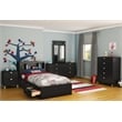 South Shore Spark Twin Mates Bed with Drawers in Pure Black
