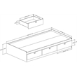 South Shore Spark Twin Mates Bed with Drawers in Pure Black