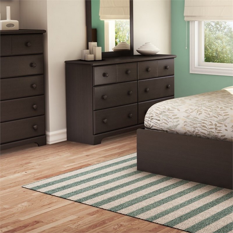 South Shore Summer Breeze 6 Drawer Double Dresser In Chocolate