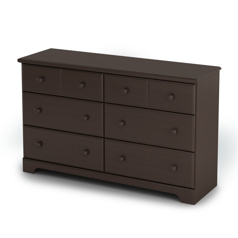 South Shore Summer Breeze 6 Drawer Double Dresser In Chocolate