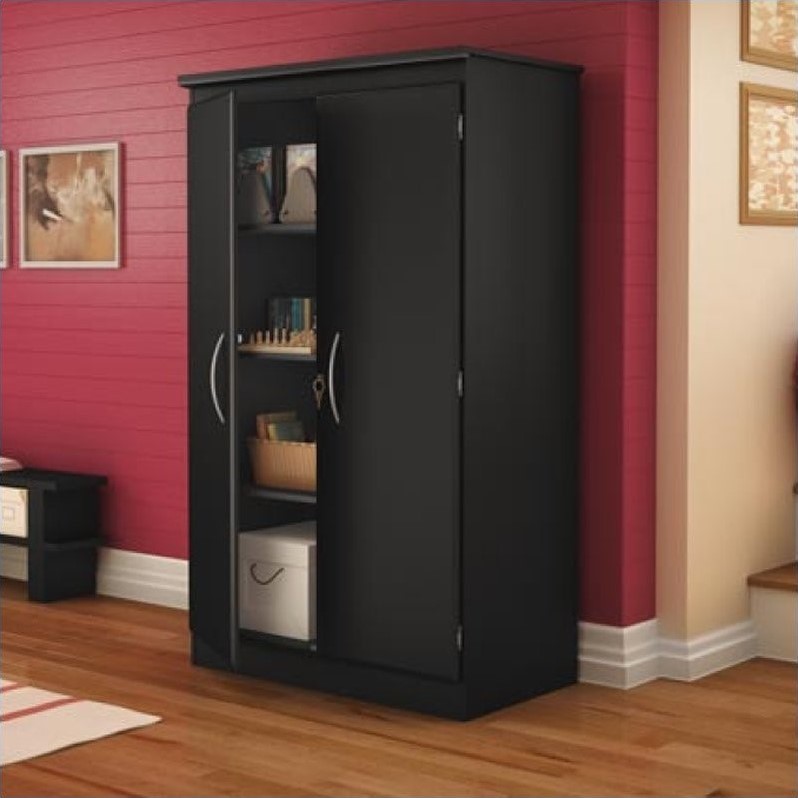 south shore park 2 door storage cabinet in solid black finish