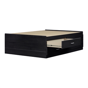south shore cosmos full captain bed with 4 drawers in black onyx