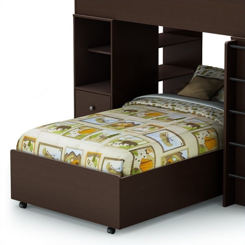 South Shore Logik Twin Platform Bed on Casters in Chocolate 3359082