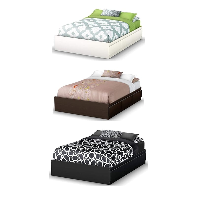 South Shore Full Mates Bed with 3 Drawers in Pure Black