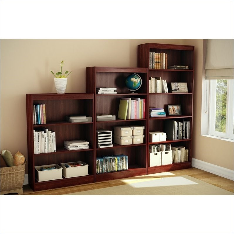 South Shore Axess 5-Shelf Particleboard Wood Bookcase in Royal Cherry
