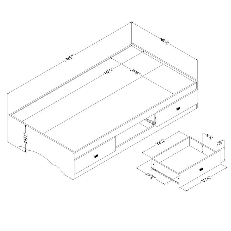 South Shore Sabrina Twin Mates Storage Bed in Pure White