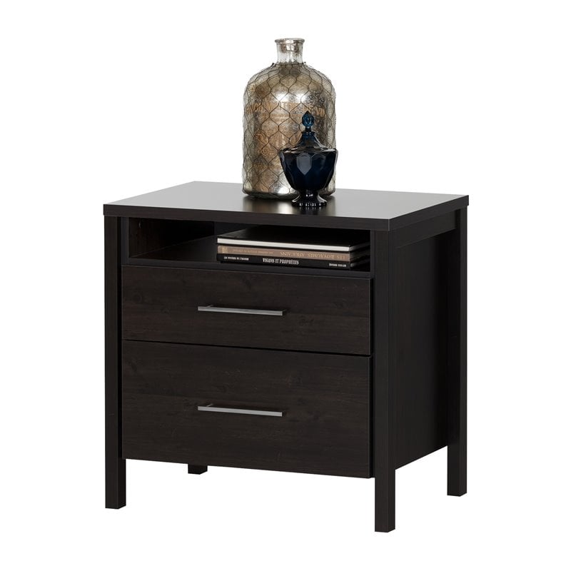 South Shore Gravity 2 Drawer Nightstand in Ebony Finish 3577060
