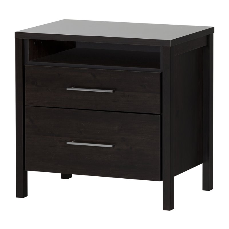 South Shore Gravity 2 Drawer Nightstand In Ebony Finish 3577060