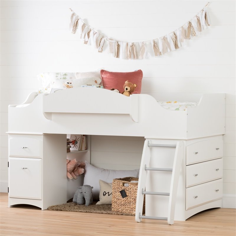 Storage Beds Bedroom Furniture South Shore Handover Twin Mates Bed In Pure White Kids Teens Bedroom Furniture