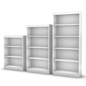 axess 3 piece bookcase set in white