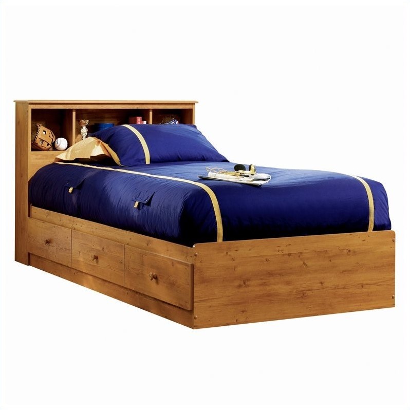 South Shore Prairie Twin Mates Bed with 3 Drawers in Country Pine 