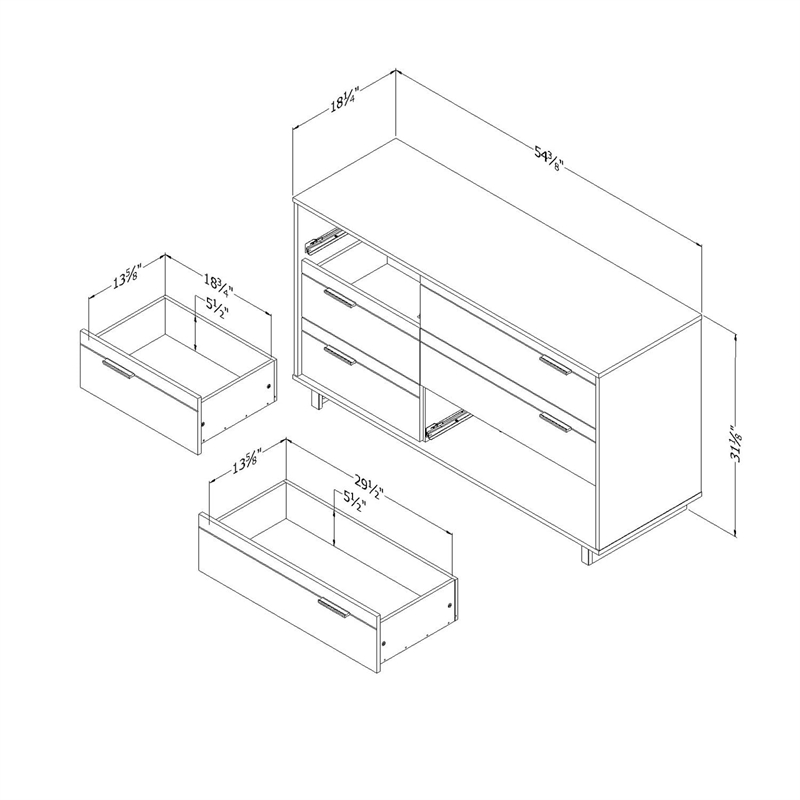 South Shore Fynn 6 Drawer Dresser in Gray Oak