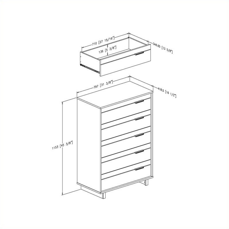 South Shore Fynn Chest in Gray Oak