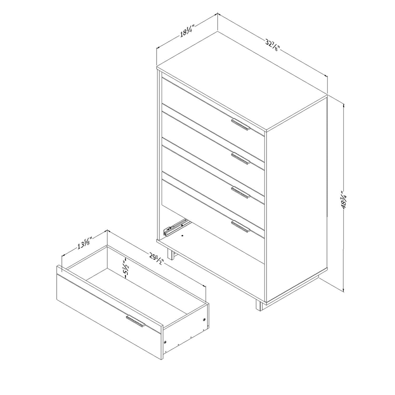 South Shore Fynn Chest in Gray Oak