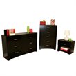 South Shore 3 Piece Maddox Dresser with Chest and Nightstand Set in Pure Black