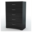South Shore 3 Piece Maddox Dresser with Chest and Nightstand Set in Pure Black