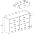 South Shore 3 Piece Maddox Dresser with Chest and Nightstand Set in Pure Black