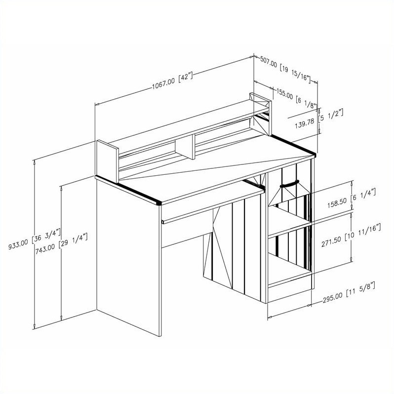 South Shore Axess Contemporary Style Computer Desk in Natural Maple