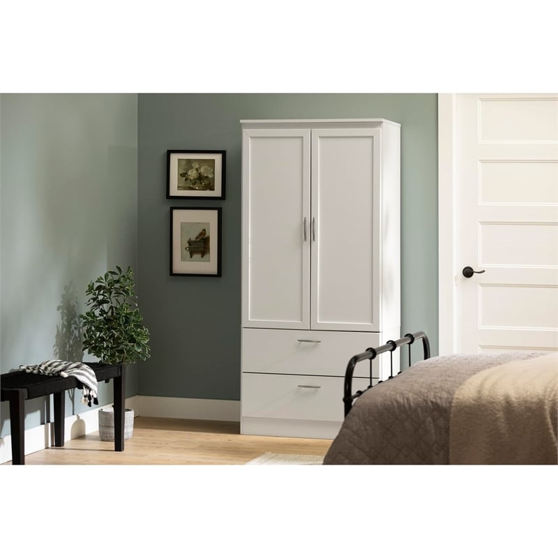 South Shore Acapella Wardrobe Armoire in Pure White
