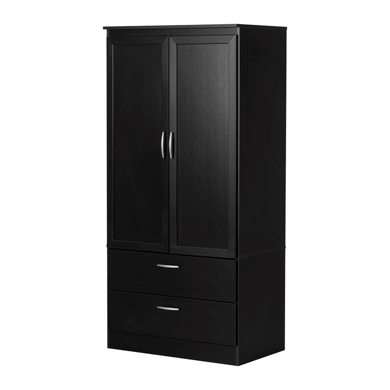 South Shore Acapella Wardrobe Armoire in Pure Black