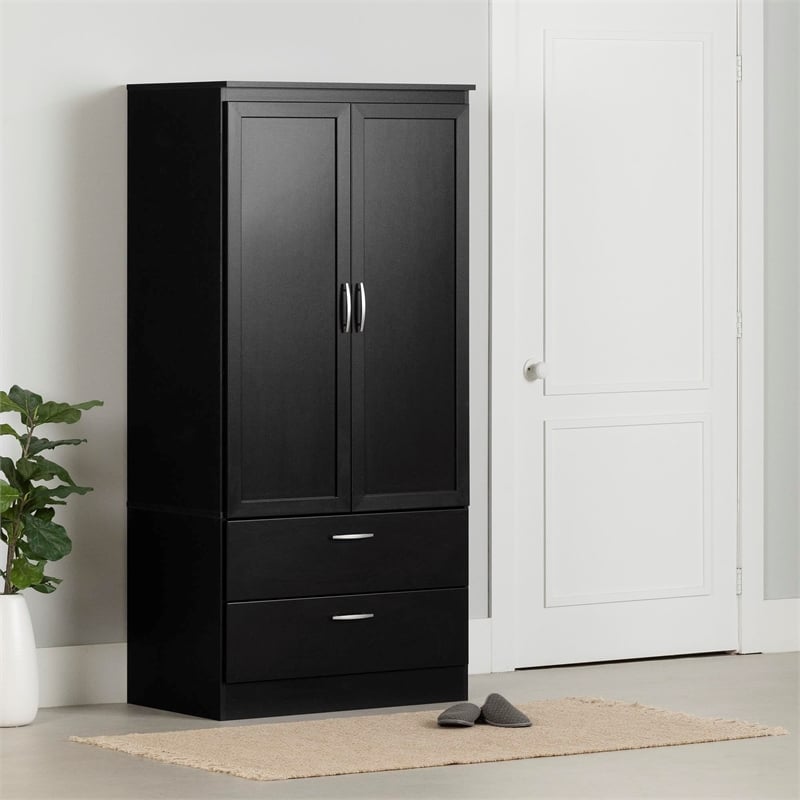 South Shore Acapella Wardrobe Armoire in Pure Black