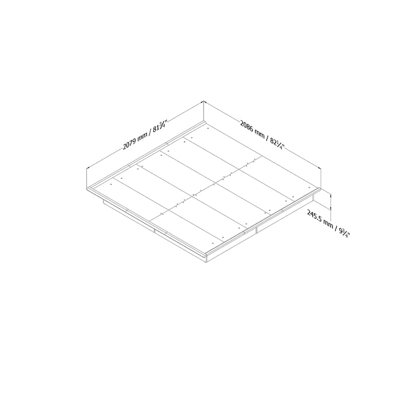 South Shore Step One King Platform Bed with Mouldings in Pure Black