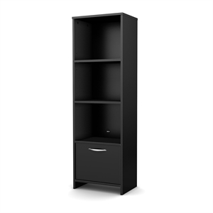 South Shore Step One Shelf Bookcase in Pure Black