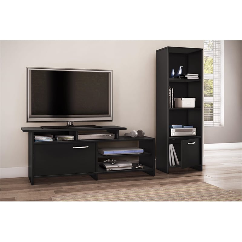 South Shore Step One Shelf Bookcase in Pure Black