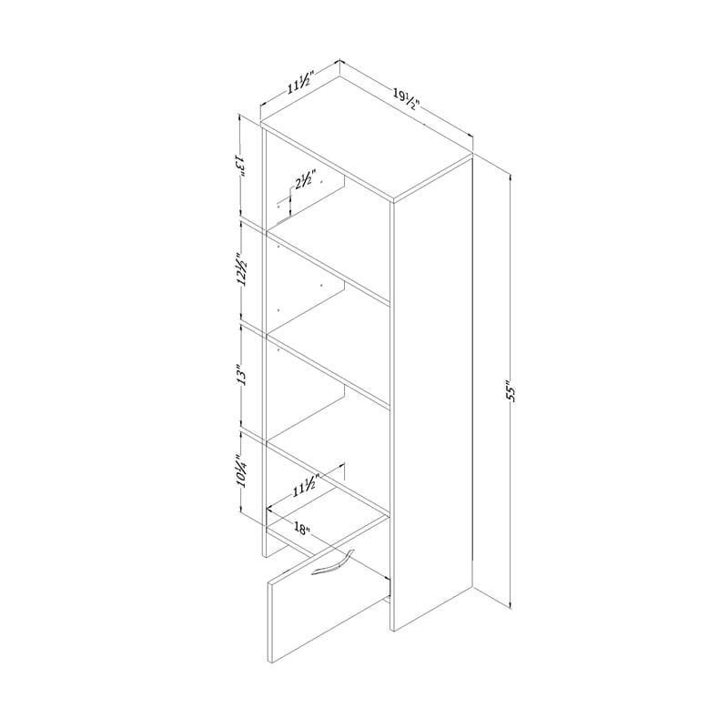 South Shore Step One Shelf Bookcase in Pure Black